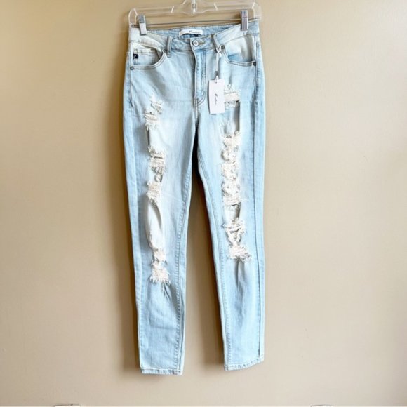 NWT KANCAN high rise distressed jeans light wash size 27 style KC8309L - Picture 7 of 7